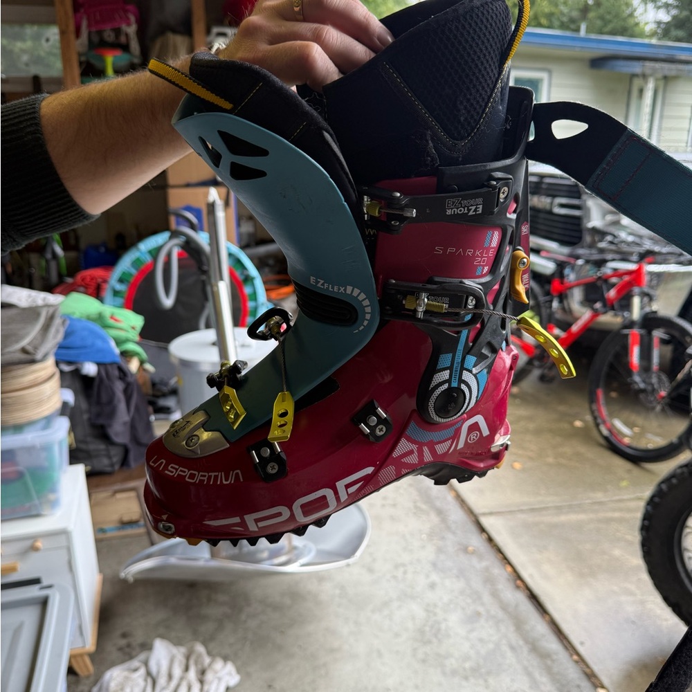La Sportiva Red and Black Ski Boots